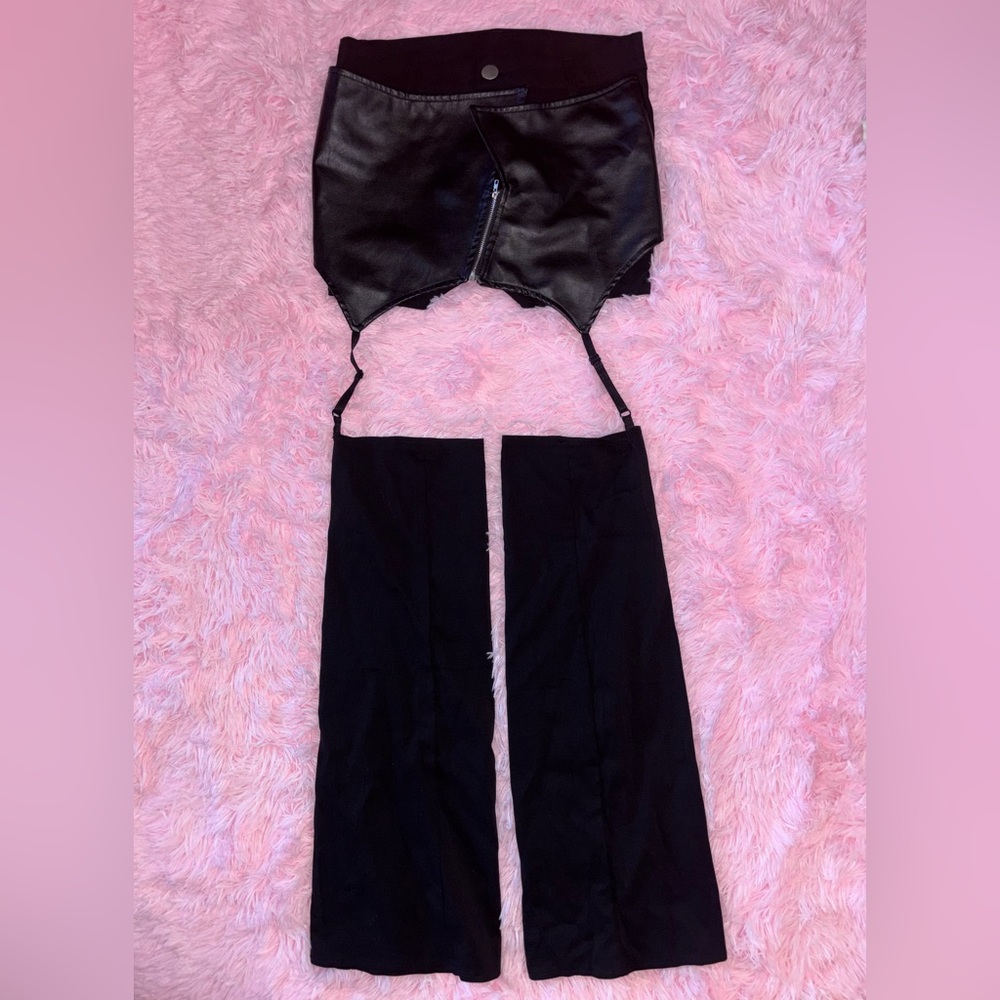 Black Cutout Garter Pants - Size Medium